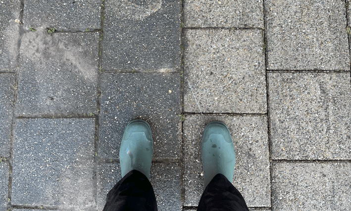 Voor en na professionele terrasreiniging met hogedruk en softwash